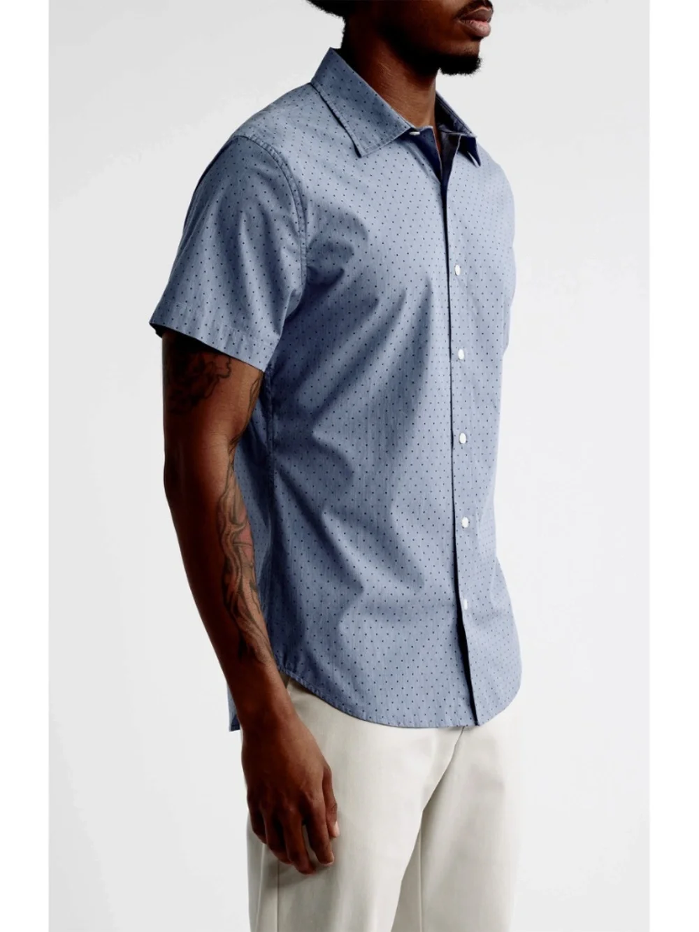 BONOBOS NWT RIVIERA SHORT SLEEVE NAVY SALT POND DOT COTTON SHIRT. SIZE L
